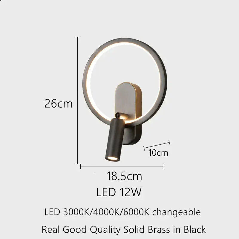 Modern black & silver led wall lamp bedroom adjustable spotlight