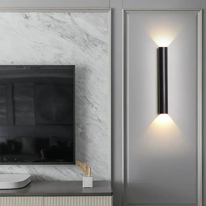 Modern black & silver led wall lamp for bedroom or tv background