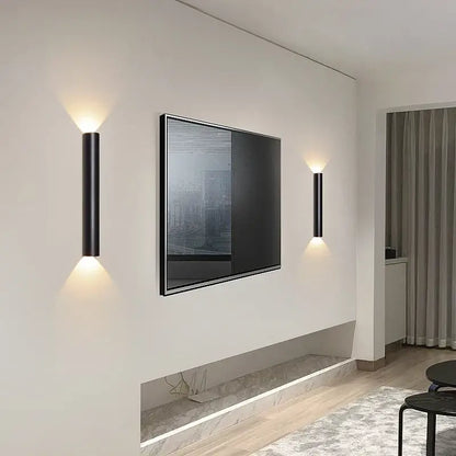 Modern black & silver led wall lamp for bedroom or tv background