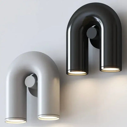 Modern black & silver minimalist tube wall lamp bedroom sconce