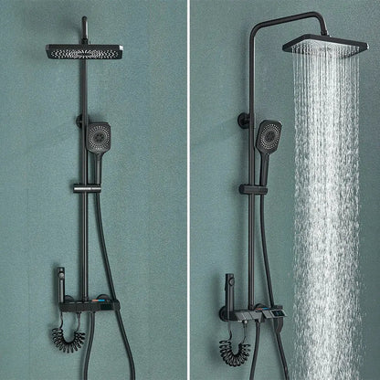 Modern black smart digital rainfall shower system bathroom set