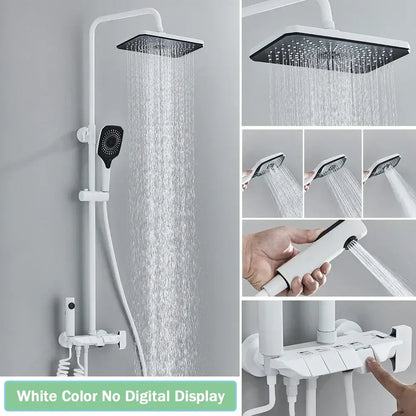 Modern black smart digital rainfall shower system bathroom set