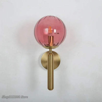 Modern black smoked glass ball led wall lamp bedroom sconce