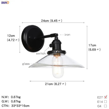 Modern black smoked glass ball wall sconce hallway light