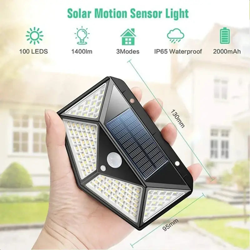 Modern black solar powered outdoor wall lamp garden motion sensor