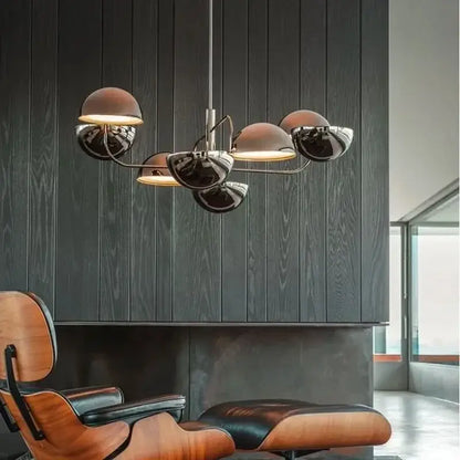 Modern black spherical abstract art chandelier for living room
