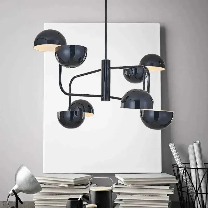 Modern black spherical abstract art chandelier for living room