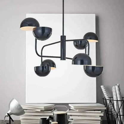 Modern black spherical abstract art chandelier for living room