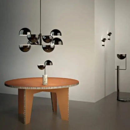 Modern black spherical abstract art chandelier for living room