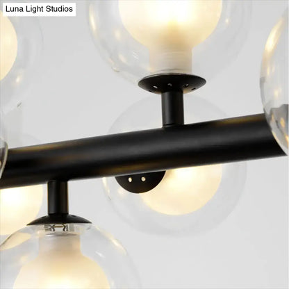 Modern black spherical glass ceiling light dining room chandelier