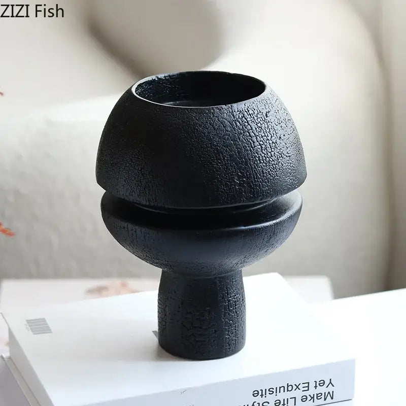 Modern black spherical resin sculpture living room abstract art ornament