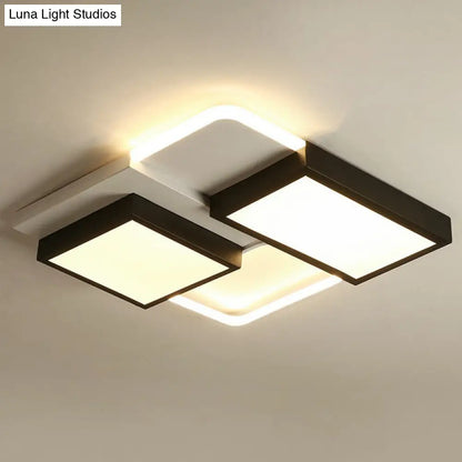 DecorBites™ Modern Black Splicing Rectangle LED Flush Ceiling Light Fixture - Acrylic Design with Sleek Style