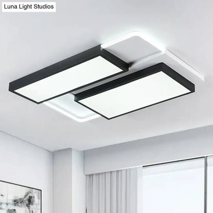 DecorBites™ Modern Black Splicing Rectangle LED Flush Ceiling Light Fixture - Acrylic Design with Sleek Style