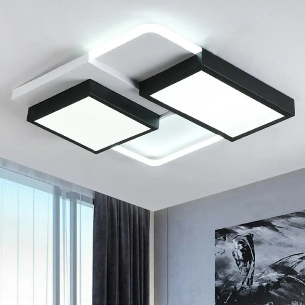 DecorBites™ Modern Black Splicing Rectangle LED Flush Ceiling Light Fixture - Acrylic Design with Sleek Style