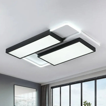 DecorBites™ Modern Black Splicing Rectangle LED Flush Ceiling Light Fixture - Acrylic Design with Sleek Style