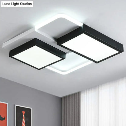 DecorBites™ Modern Black Splicing Rectangle LED Flush Ceiling Light Fixture - Acrylic Design with Sleek Style