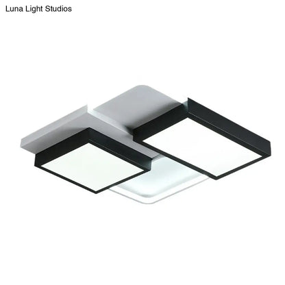 DecorBites™ Modern Black Splicing Rectangle LED Flush Ceiling Light Fixture - Acrylic Design with Sleek Style