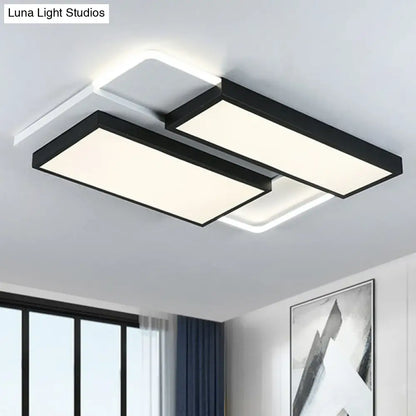 DecorBites™ Modern Black Splicing Rectangle LED Flush Ceiling Light Fixture - Acrylic Design with Sleek Style