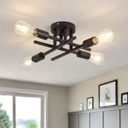 DecorBites™ Modern Black Sputnik Chandelier Flush Mount