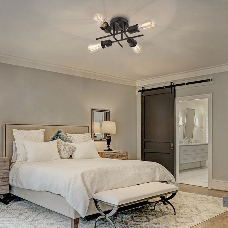 DecorBites™ Modern Black Sputnik Chandelier Flush Mount