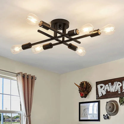 DecorBites™ Modern Black Sputnik Chandelier Flush Mount