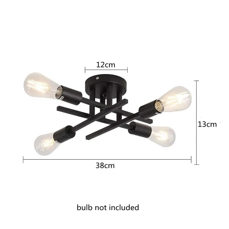 DecorBites™ Modern Black Sputnik Chandelier Flush Mount