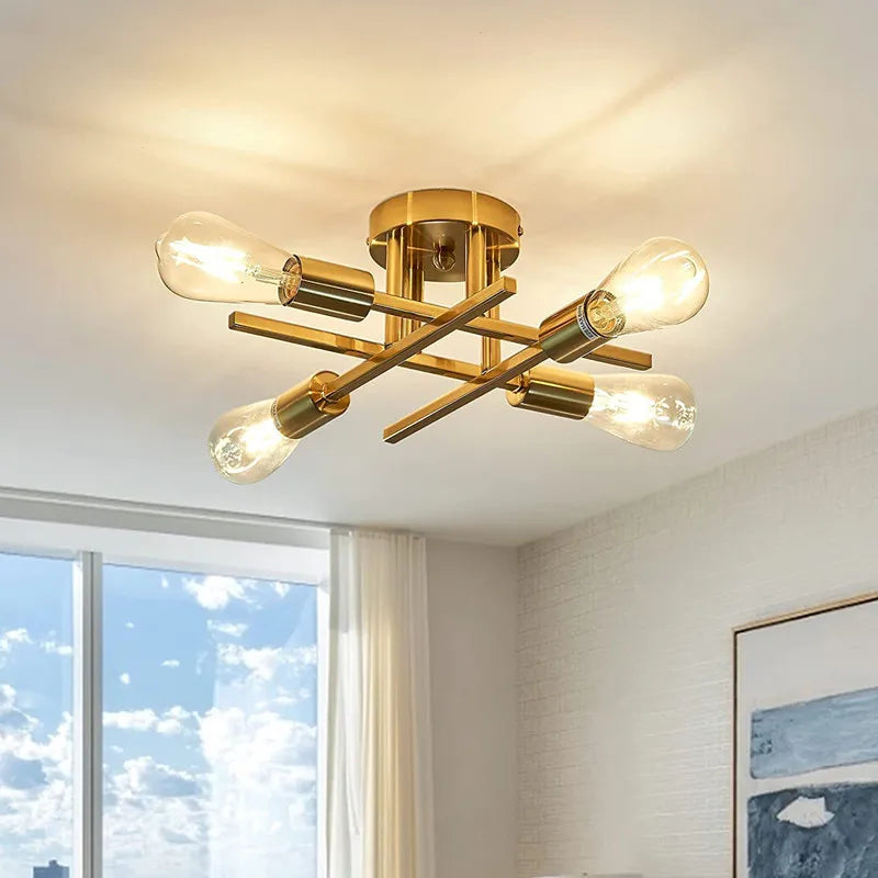 DecorBites™ Modern Black Sputnik Chandelier Flush Mount