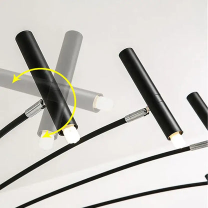 Modern black sputnik chandelier living room metal light fixture