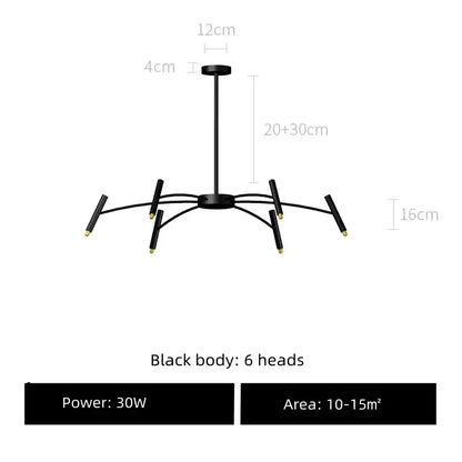 Modern black sputnik chandelier living room metal light fixture