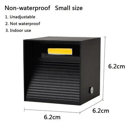 Modern black square 12w cob led wall lamp living room light