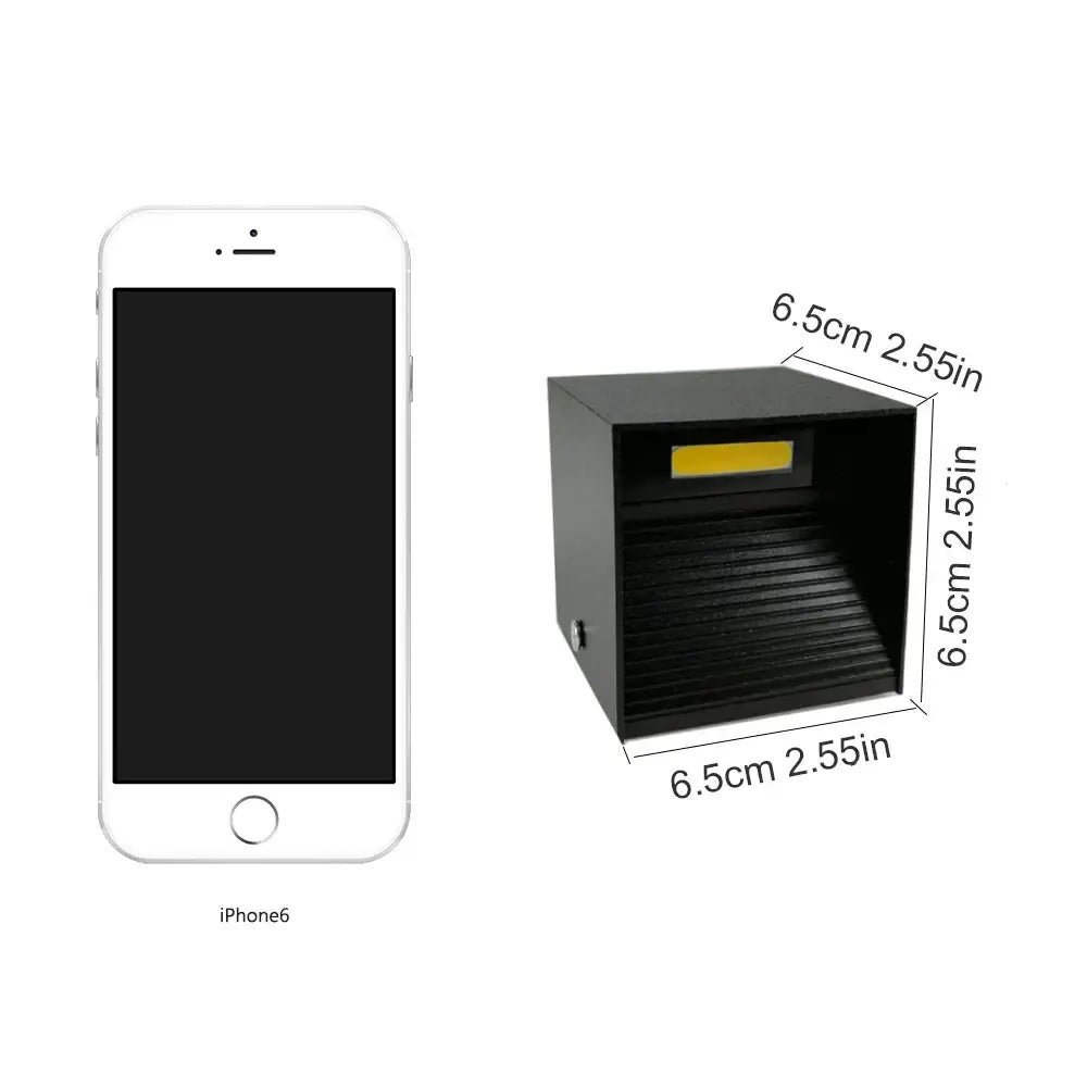 Modern black square 12w cob led wall lamp living room light