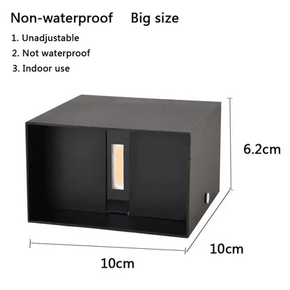 Modern black square 12w cob led wall lamp living room light