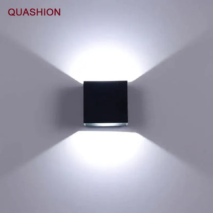 Modern black square 12w cob led wall lamp living room light