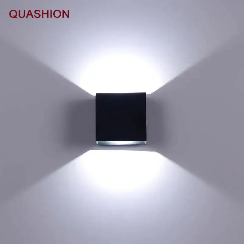 Modern black square 12w cob led wall lamp living room light