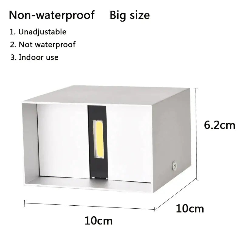 Modern black square 12w cob led wall lamp living room light
