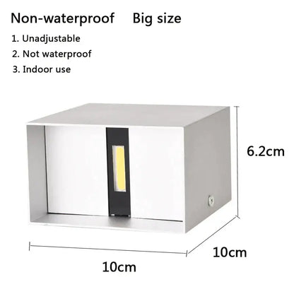 Modern black square 12w cob led wall lamp living room light