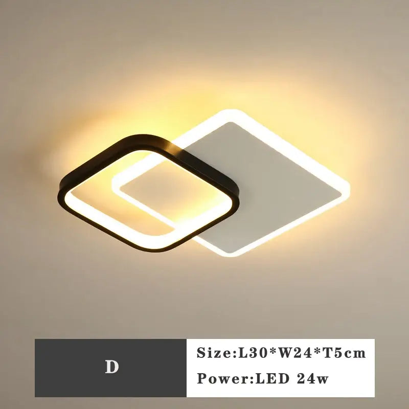 Modern black square led ceiling lamp bedroom lighting
