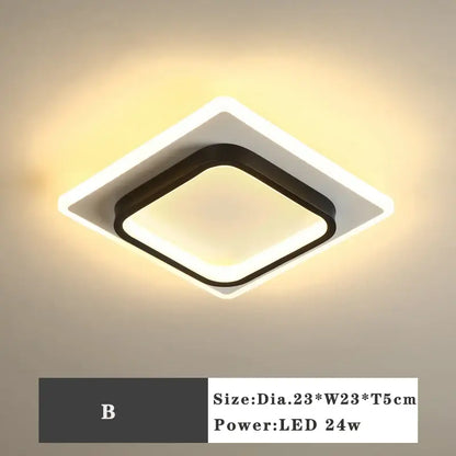 Modern black square led ceiling lamp bedroom lighting