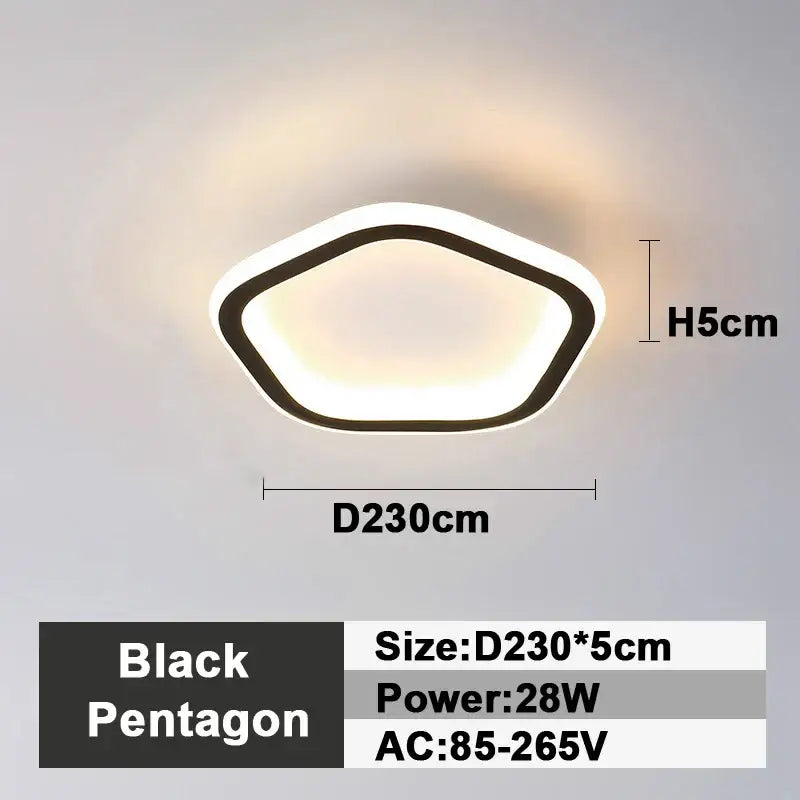 Modern black square led ceiling lamp bedroom lighting