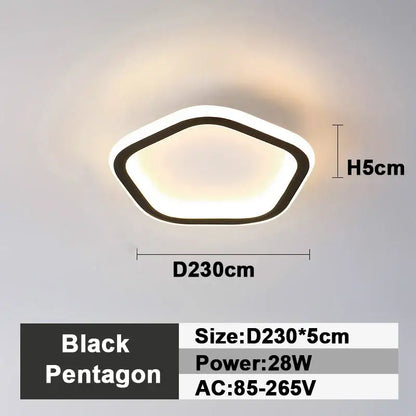 Modern black square led ceiling lamp bedroom lighting