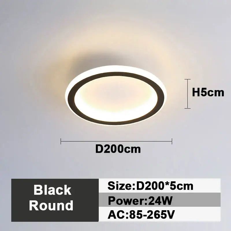Modern black square led ceiling lamp bedroom lighting