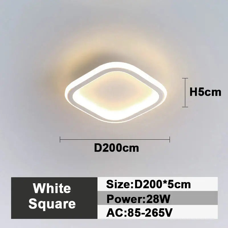 Modern black square led ceiling lamp bedroom lighting