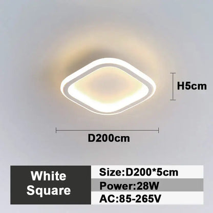 Modern black square led ceiling lamp bedroom lighting
