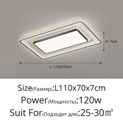 Modern black square led ceiling light for living room dimming