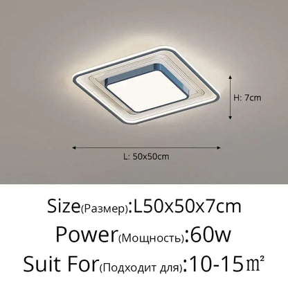 Modern black square led ceiling light for living room dimming