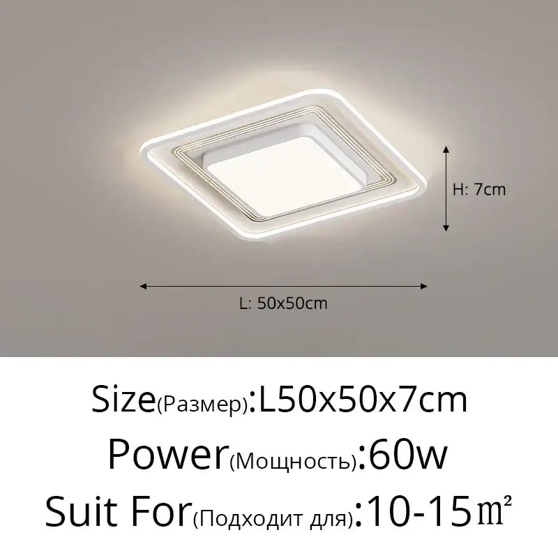 Modern black square led ceiling light for living room dimming