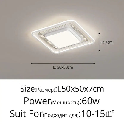 Modern black square led ceiling light for living room dimming
