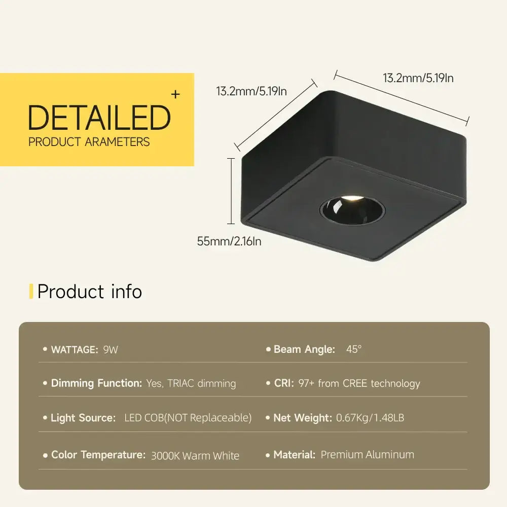 Modern black square led ceiling light living room recessed fixture