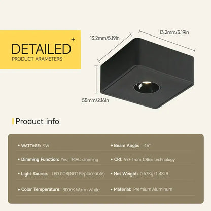 Modern black square led ceiling light living room recessed fixture