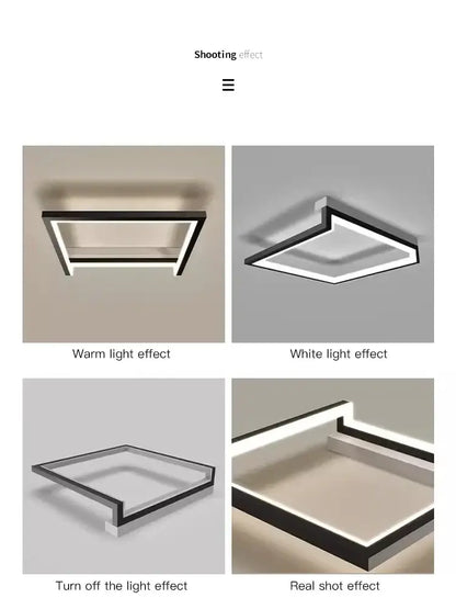 Modern black square led smart chandelier living room ceiling light
